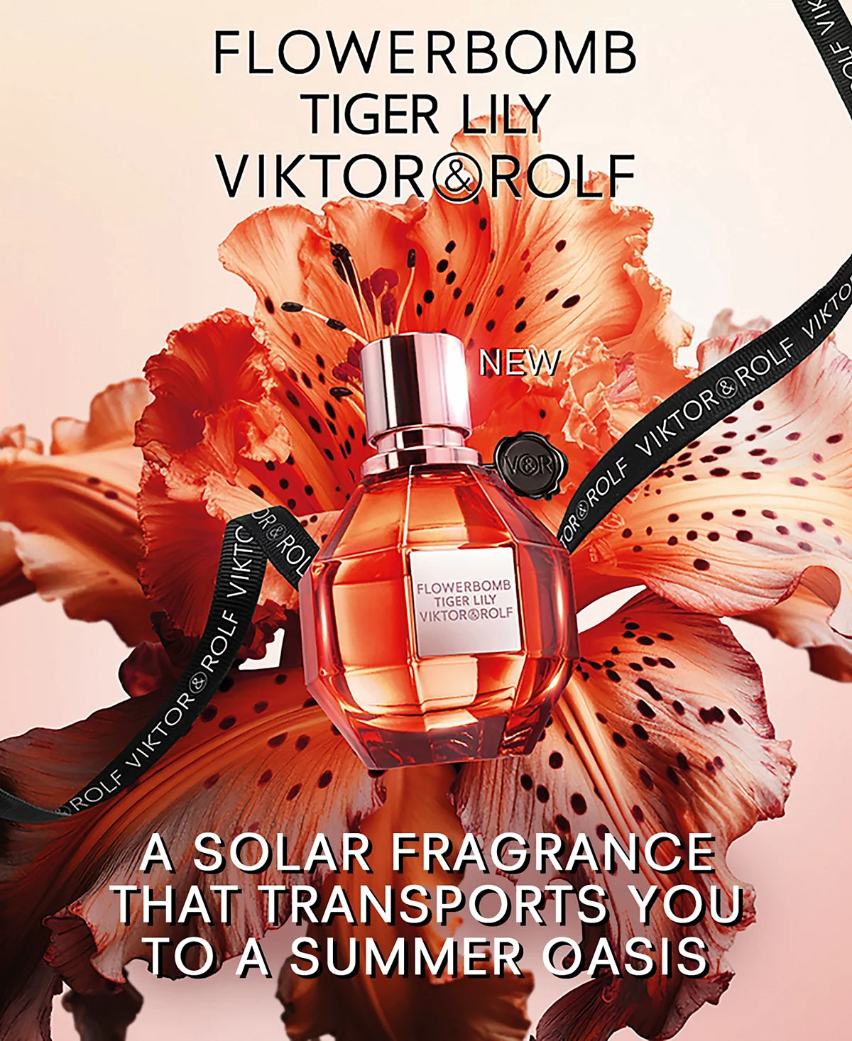Viktor & Rolf Flowerbomb Tiger Lily perfume bottle on a floral background