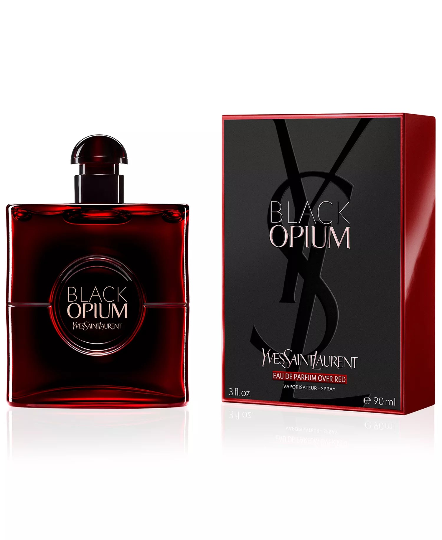 Yves Saint Laurent Black Opium perfume bottle and packaging on a white background