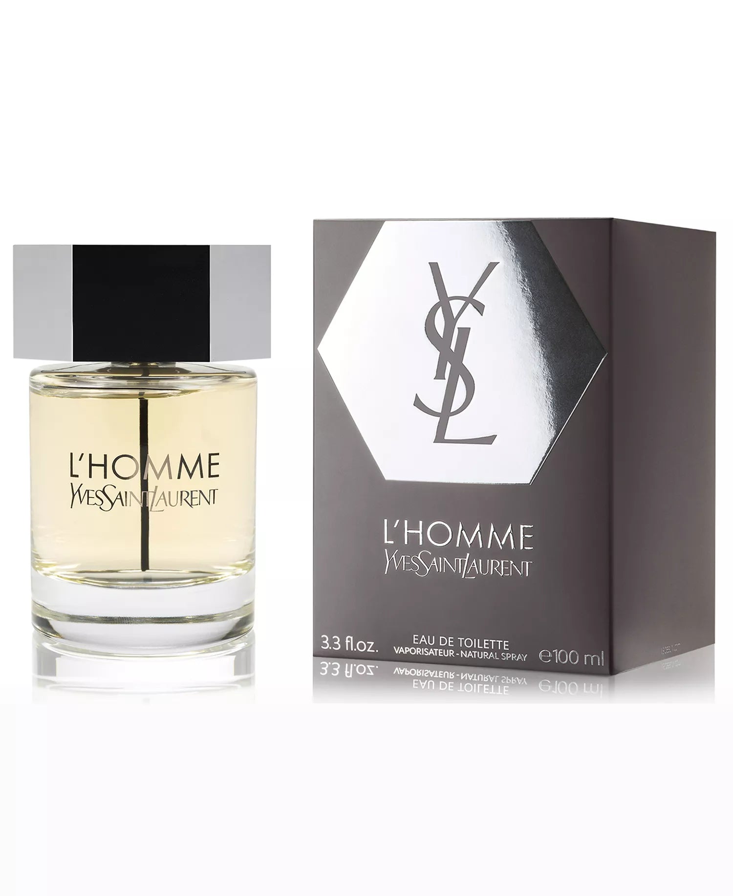 YSL L'Homme perfume bottle and packaging on a white background